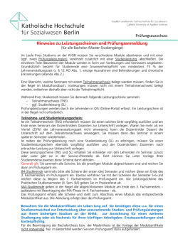 Hinweise zu Leistungsscheinen und Pr&uuml;fungsanmeldung