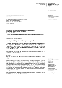 Präsidenten des Sächsischen Landtages Herrn Dr. Matthias Rößler