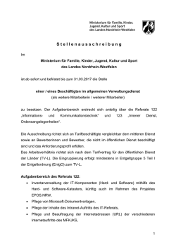 In der Gruppe 32 ist ab sofort die Stelle der Leitung des