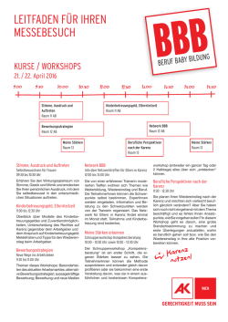 Infofolder BBB, inkl. Ausstellerplan