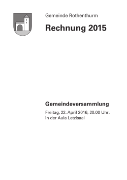 Rechnung 2015 - Rothenthurm