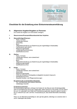 Checkliste Steuererklärung - koenig