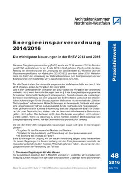 Die wichtigsten Neuerungen in der EnEV 2014 und 2016