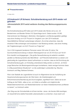 LR Androsch/ LR Schwarz: Schuldnerberatung auch 2015 wieder