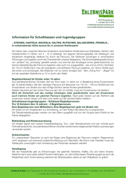 Information f&uuml;r Schulklassen und Jugendgruppen