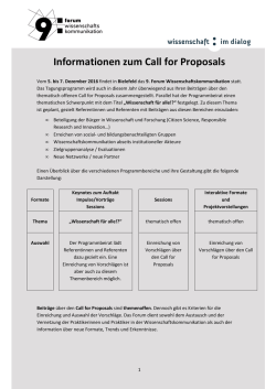 Informationen zum Call for Proposals