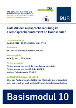 Didaktik der Ausspracheschulung im Fremdsprachenunterricht