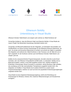 Ethereum Solidity Unterstützung in Visual Studio