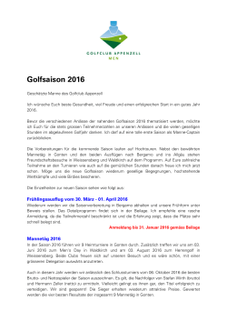 Golfsaison 2016 - Golfplatz Gonten AG