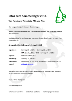 Infos zum Sommerlager 2016