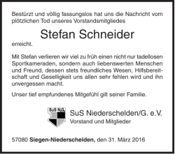 Anzeige Stefan Schneider - SUS