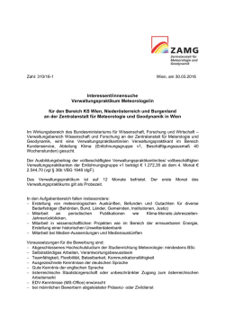 InteressentInnensuche Verwaltungspraktikum Klima an der ZAMG