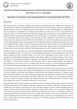 Sachverhalt der Hausarbeit im WiSe 2015 / 2016
