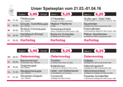 Unser Speiseplan vom 21.03.