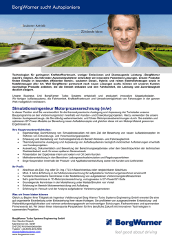 Simulationsingenieur Motorprozessrechnung (m/w)