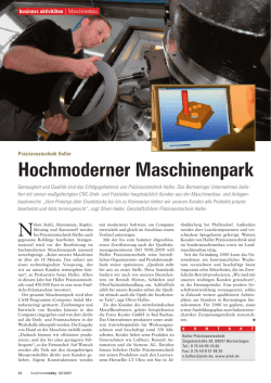 Hochmoderner Maschinenpark - haller pr&auml;zisionstechnik
