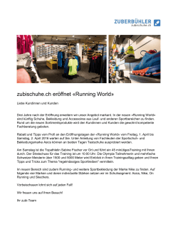 zubischuhe.ch eröffnet «Running World»
