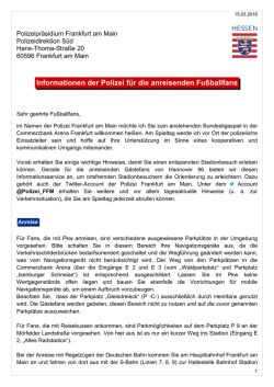 Informationen der Polizei f&uuml;r die anreisenden