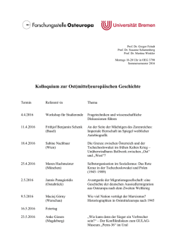 Kolloquium zur Ost(mittel)europäischen Geschichte