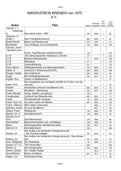 Bücherliste des Bremer Imkerverein