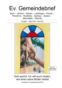 Gemeindebrief März - Mai 2016