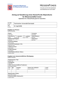 HessenFonds Stipendium - Antrag f&uuml;r - Uni