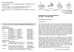 Gottesdienste und Gemeindeleben 02. April