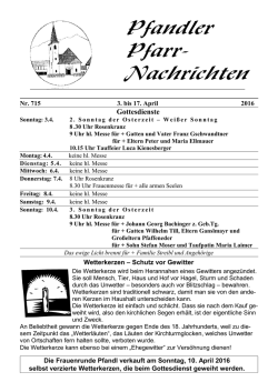 Gottesdienste - Pfarre Pfandl