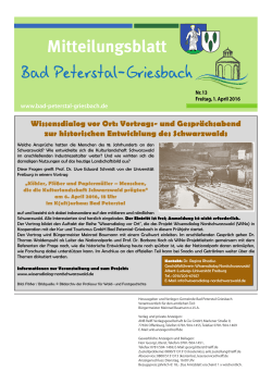 Mitteilungsblatt - Bad Peterstal-Griesbach im Schwarzwald: Aus dem