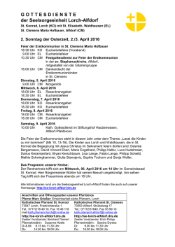 GOTTESDIENSTE der Seelsorgeeinheit Lorch