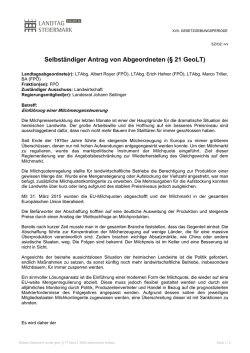 Einf&uuml;hrung einer Milchmengensteuerung
