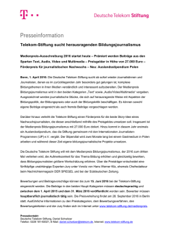 Pressemitteilung - Deutsche Telekom Stiftung