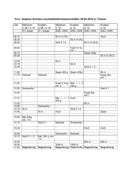 Prov. Zeitplan Schüler-Leichtathletikmeisterschaften 29.05.2016 in