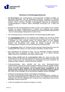 Hinweise zu Vertretungsprofessuren