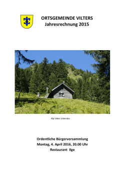 Jahresrechnung 2015 - Herzlich Willkommen bei der Ortsgemeinde
