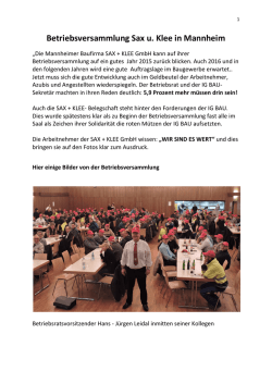 Betriebsversammlung Sax u. Klee in Mannheim