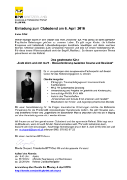 Einladung zum Clubabend am 6. April 2016 - BPW-Wil