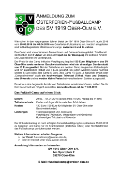 Anmeldung Ostercamp 2016 - SV 1919 Ober-Olm