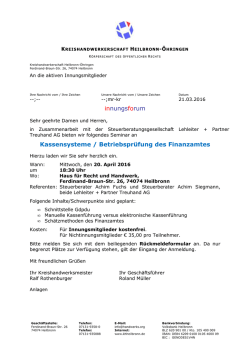 innungsforum Kassensysteme / Betriebspr&uuml;fung des Finanzamtes