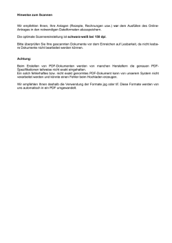 Hinweise zum Scannen Wir empfehlen Ihnen, Ihre Anlagen