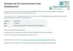 Gr&uuml;nden Sie Ihr Unternehmen in der Bio&ouml;konomie!