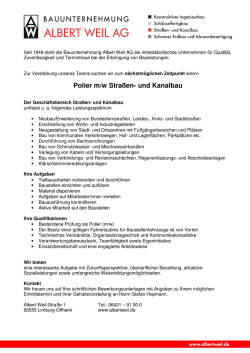 Polier m/w Straßen- und Kanalbau - Bauunternehmung Albert Weil AG