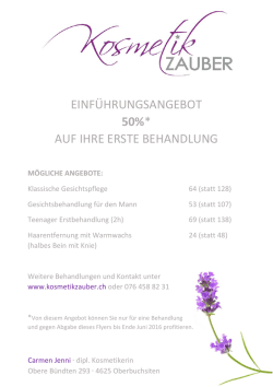 EINF&Uuml;HRUNGSANGEBOT 50%* AUF IHRE ERSTE BEHANDLUNG