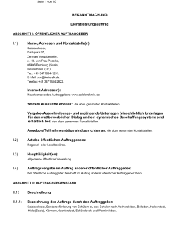 BEKANNTMACHUNG Dienstleistungsauftrag I.1) Name, Adressen