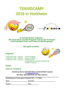 TENNISCAMP 2016 in Horkheim - TSB TC Horkheim, Startseite