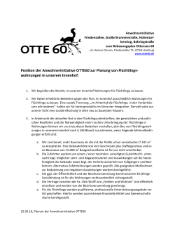 Position der Anwohnerinitiative OTTE60 zur Planung von Flüchtlings