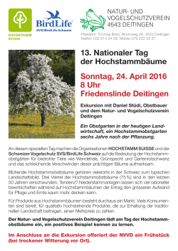 13. Nationaler Tag der Hochstammbäume Sonntag, 24. April 2016 8
