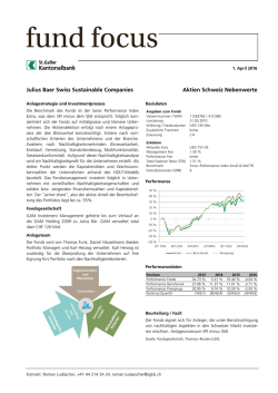 Julius Baer Swiss Sustainable Companies Aktien Schweiz