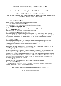 Protokoll Vereinsversammlung der STS vom 31.03.2016