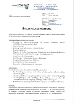 Stellenausschreibung - Gemeinde Steindorf